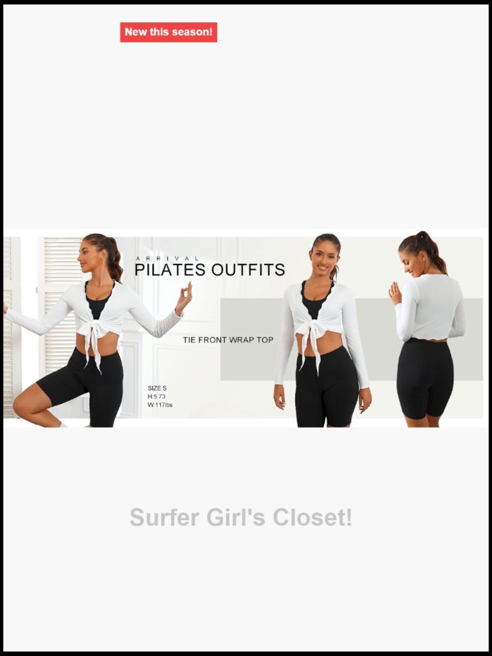 Long Sleeve Wrap Workout Top with Ruffle Trim | Lightweight Yoga Shirt - Picture 6 of 7